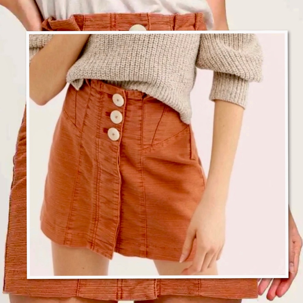 FREE PEOPLE EVERY MINUTE EVERY HOUR BURNT ORANGE MINI SKIRT 4
